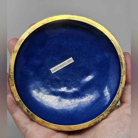 Vintage Cloisonné And Enamel Flower And Butterflies Trinket Jewelry Box Round - Picture 4 of 13